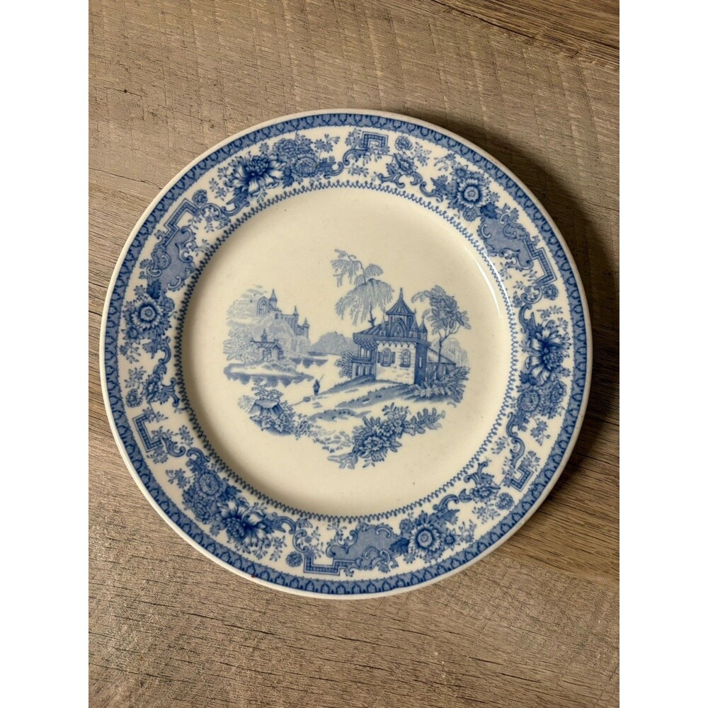 Vintage Old Ivory Syracuse China Blue Transferware 8” Salad Plate Cottage Core
